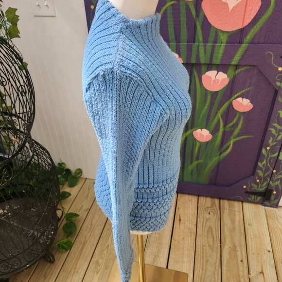 Joan Sweater / Vintage 1950's Baby Blue Knit Acrylic Sweater by Joan Marie - Picture 13 of 16